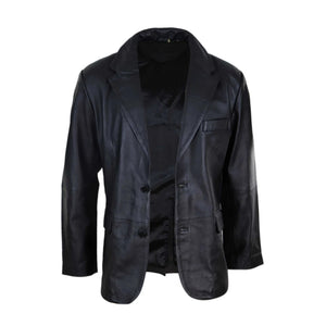 Men's Regular Fit Classic Leather 2 Button Blazer Jacket - Infinity Leather - 3