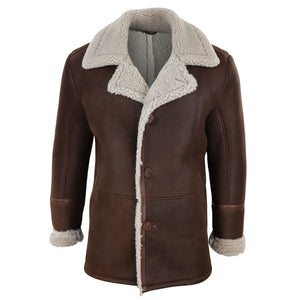 Men's Sheepskin Coat Button German WW2 Captain Marine Jacket - Infinity Leather - 1
