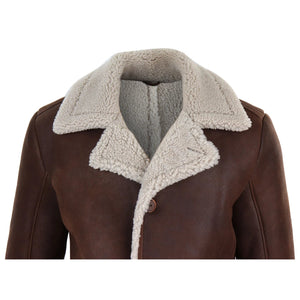 Men's Sheepskin Coat Button German WW2 Captain Marine Jacket - Infinity Leather - 3