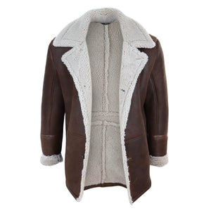 Men's Sheepskin Coat Button German WW2 Captain Marine Jacket - Infinity Leather - 4