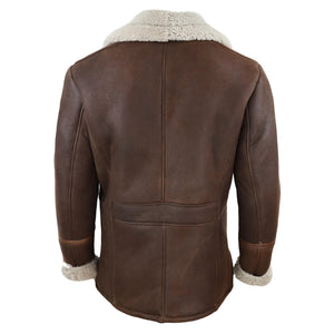 Men's Sheepskin Coat Button German WW2 Captain Marine Jacket - Infinity Leather - 5