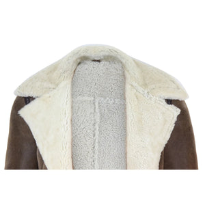 Men's Sheepskin Cross Zip Flying Jacket Pilot Flight Belt Fit Brando - Brown - Infinity Leather - 12