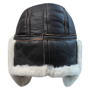 Men's Sheepskin Pilot Aviator Trapper Hat - Beige - Infinity Leather - 6