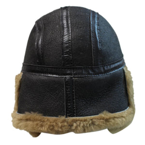 Men's Sheepskin Pilot Aviator Trapper Hat - Brown - Infinity Leather - 12