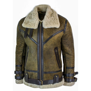 Giacca Marrone da Uomo in Vera Pelle di Montone Sherling Stile Vintage Vichingo - Infinity Leather - 2
