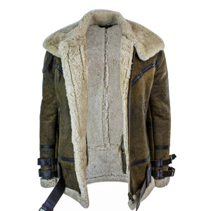 Giacca Marrone da Uomo in Vera Pelle di Montone Sherling Stile Vintage Vichingo - Infinity Leather - 5