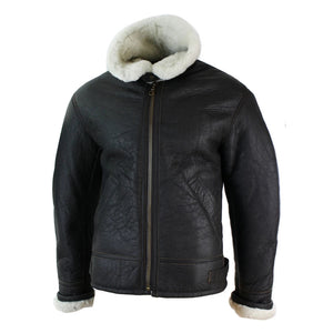 Herrenjacke 100% Echtleder Schaffell Braun Creme Quer Reißverschluss Piloten Stil - Beige - Infinity Leather - 8