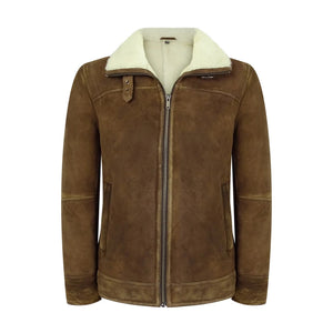 Infinity Herrenjacke 100% Echtleder Braun Schaffell Vintage Retro Aviator Design - Infinity Leather - 1