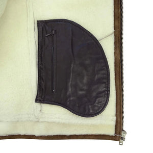 Infinity Herrenjacke 100% Echtleder Braun Schaffell Vintage Retro Aviator Design - Infinity Leather - 5