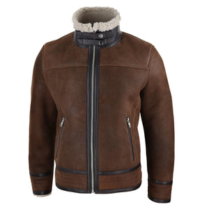 Kurtka pilotka męska z owczej skóry z podszyciem Sherling z zamkiem WW2 - Infinity Leather - 2