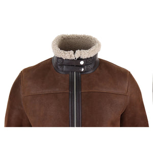 Kurtka pilotka męska z owczej skóry z podszyciem Sherling z zamkiem WW2 - Infinity Leather - 3