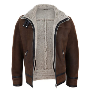 Kurtka pilotka męska z owczej skóry z podszyciem Sherling z zamkiem WW2 - Infinity Leather - 4