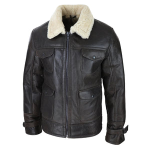 Giacca Invernale da Uomo Pelle di Montone Shearling Marrone Crema - Infinity Leather - 3