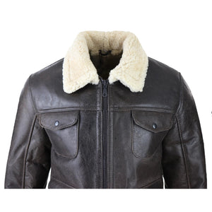 Giacca Invernale da Uomo Pelle di Montone Shearling Marrone Crema - Infinity Leather - 5