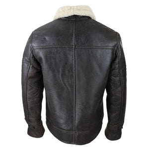 Giacca Invernale da Uomo Pelle di Montone Shearling Marrone Crema - Infinity Leather - 6