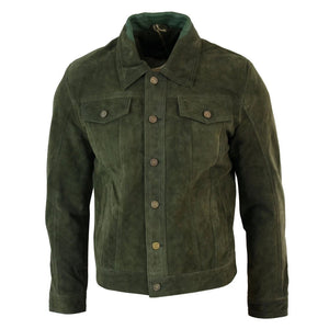 Herrenjacke 100% Echtleder Schwarz Wein GrünVintage Retro Design Denim Stil - Oliv - Infinity Leather - 7