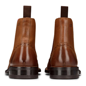 Slip para hombre en Real Leather Brogue Boots Brown Tan Classic Smart Formal London - Marrón - London Brogues - 3