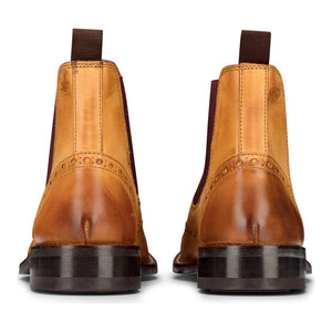 Slip para hombre en Real Leather Brogue Boots Brown Tan Classic Smart Formal London - Bronceado - London Brogues - 8