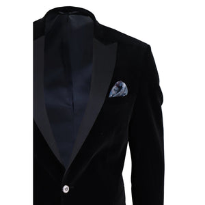 Men's Soft Velvet 1 Button Dinner Jacket Tuxedo Blazer - Black - TruClothing.com - 3
