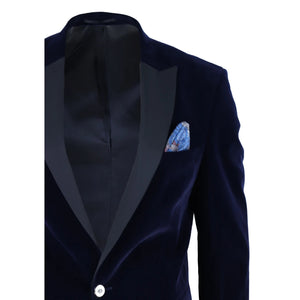 Men's Soft Velvet 1 Button Dinner Jacket Tuxedo Blazer - Blue - TruClothing.com - 7