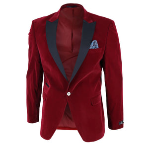 Men's Soft Velvet 1 Button Dinner Jacket Tuxedo Blazer - Burgundy - TruClothing.com - 10