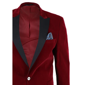 Men's Soft Velvet 1 Button Dinner Jacket Tuxedo Blazer - Burgundy - TruClothing.com - 11