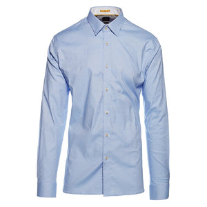 Camicia da Uomo Regolare Elasticizzata in Cotone Bottoni Vintage - Blu - House of Cavani - 4
