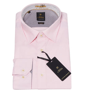 Camicia da Uomo Regolare Elasticizzata in Cotone Bottoni Vintage - Rosa - House of Cavani - 10