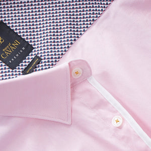 Camicia da Uomo Regolare Elasticizzata in Cotone Bottoni Vintage - Rosa - House of Cavani - 11