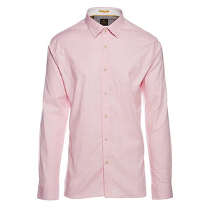Camicia da Uomo Regolare Elasticizzata in Cotone Bottoni Vintage - Rosa - House of Cavani - 9