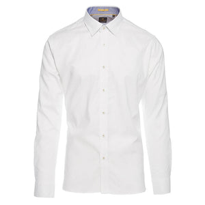 Camicia da Uomo Regolare Elasticizzata in Cotone Bottoni Vintage - Bianco - House of Cavani - 12