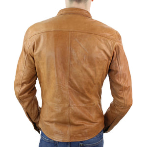 Veste chemise homme cuir véritable gris noir marron clair vintage cintré rétro - Infinity Leather - 11