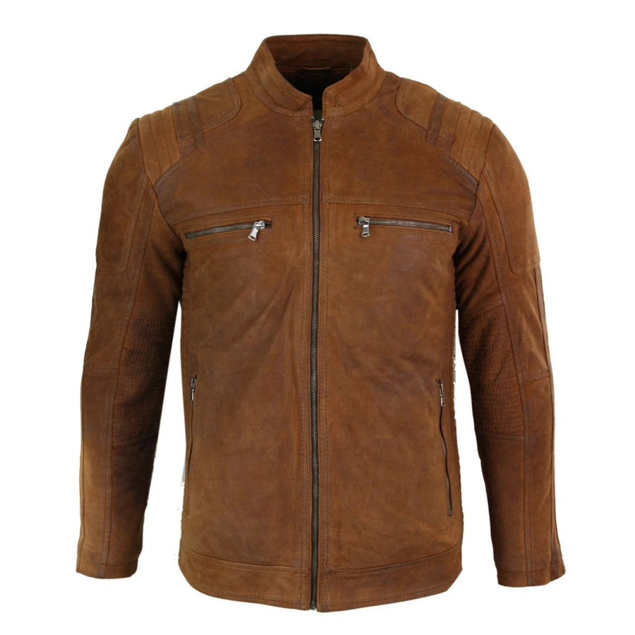 Herrenjacke 100% Echtleder Braun Retro Vintage Design Biker Stil - Infinity Leather - 1