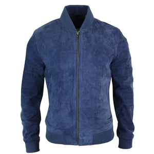 Chaqueta Bomber para caballero Infinity Varsity cuero de ante auténtico estilo Clásico Retro Vintage - Azul - Infinity Leather - 6