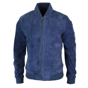 Chaqueta Bomber para caballero Infinity Varsity cuero de ante auténtico estilo Clásico Retro Vintage - Azul - Infinity Leather - 7