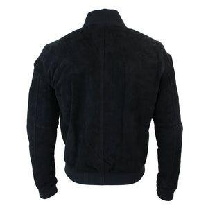 Chaqueta Bomber para caballero Infinity Varsity cuero de ante auténtico estilo Clásico Retro Vintage - Negro - Infinity Leather - 5