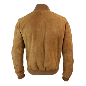 Chaqueta Bomber para caballero Infinity Varsity cuero de ante auténtico estilo Clásico Retro Vintage - Bronceado - Infinity Leather - 30