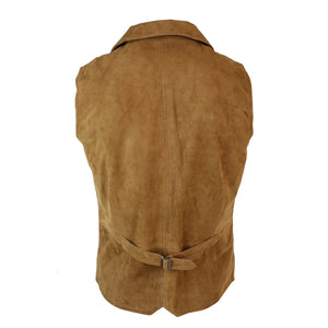 Veston gilet rétro vintage habillé décontracté daim véritable marron tan noir homme - Marron clair - Infinity Leather - 12