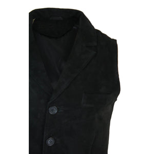Veston gilet rétro vintage habillé décontracté daim véritable marron tan noir homme - Infinity Leather - 3