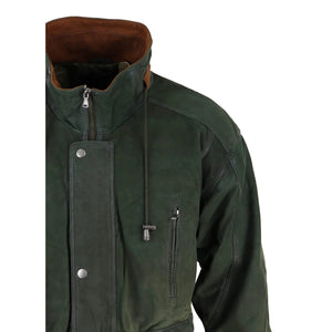 Giacca Classica da Uomo stile Safari Parka in Pelle Scamosciata - Verde - Infinity Leather - 4