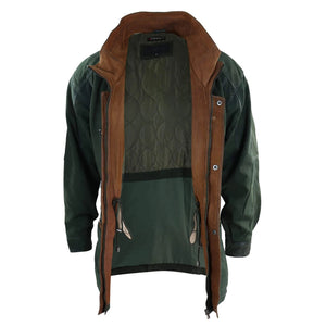 Giacca Classica da Uomo stile Safari Parka in Pelle Scamosciata - Verde - Infinity Leather - 5