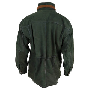 Giacca Classica da Uomo stile Safari Parka in Pelle Scamosciata - Verde - Infinity Leather - 6