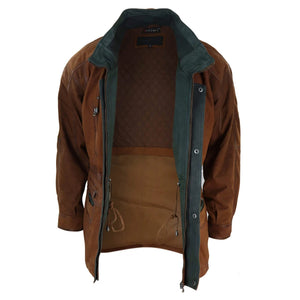 Giacca Classica da Uomo stile Safari Parka in Pelle Scamosciata - Nocciola - Infinity Leather - 11