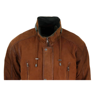 Giacca Classica da Uomo stile Safari Parka in Pelle Scamosciata - Nocciola - Infinity Leather - 9