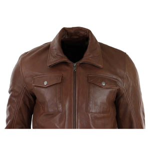 Giacca Nocciola Marrone da Uomo Vera Pelle stile Classico Safari - Infinity Leather - 5
