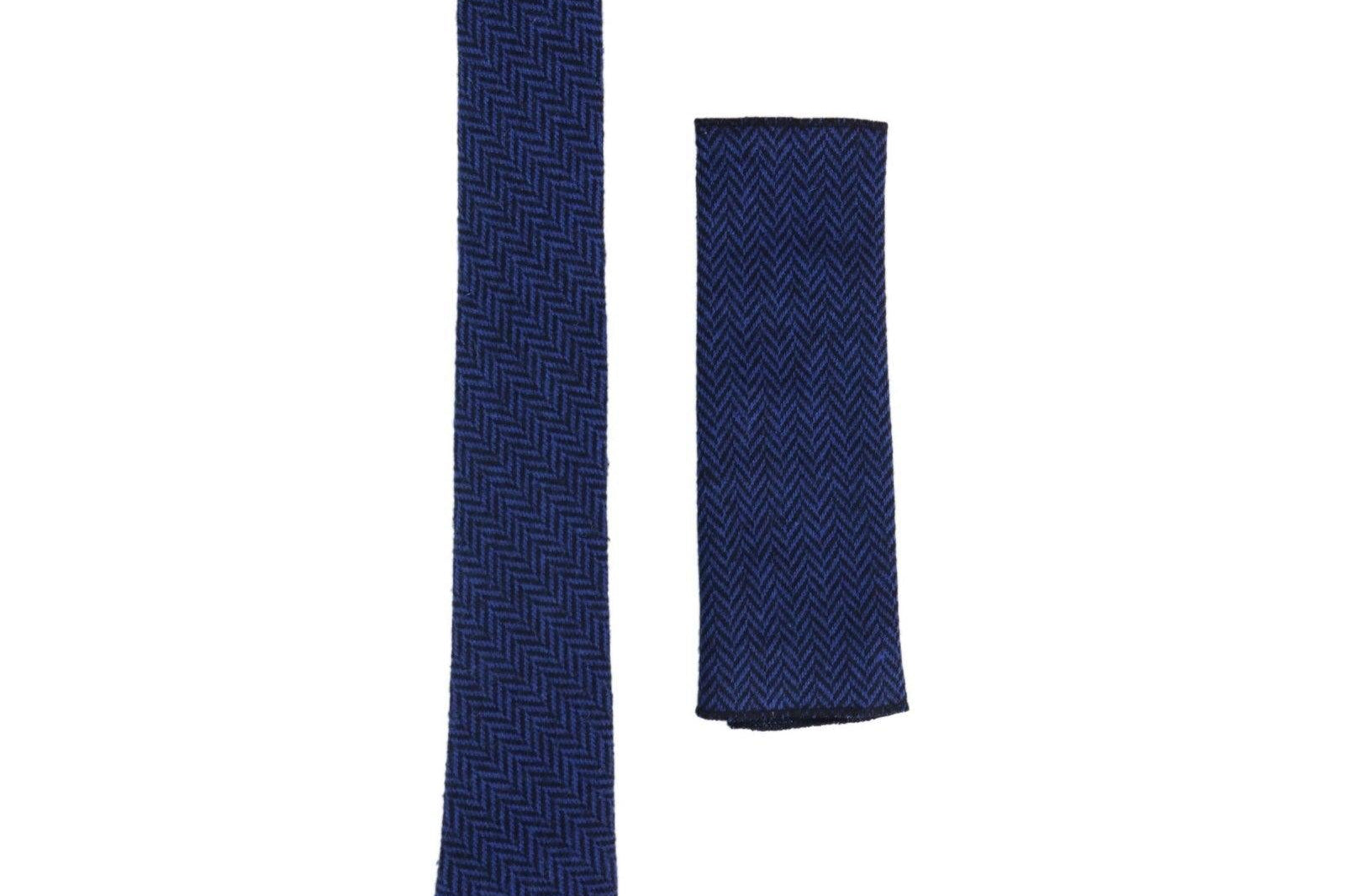 Mens Tie and Hankie Set - Blue Tweed STZ11, One Size-TruClothing