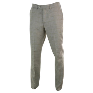 Men's Tweed Check Herringbone Blinders Trousers Regular - Beige - House of Cavani - 6