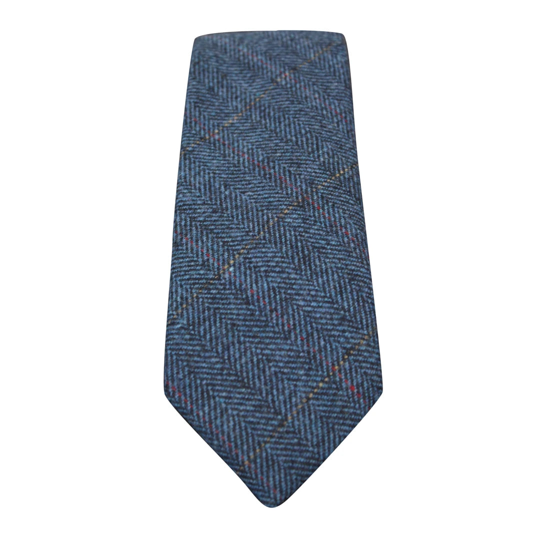 Men's Tweed Herringbone Textured Velvet Classic Bows - Blue - Marc Darcy - 1