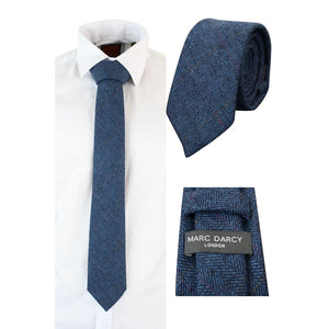Men's Tweed Herringbone Textured Velvet Classic Bows - Blue - Marc Darcy - 2