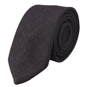 Cravate et pochette tweed à chevrons et carreaux style classique bleu marron gris noir - Prune - TruClothing.com - 30